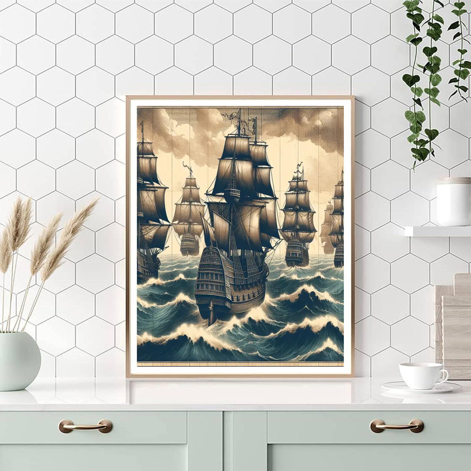 Vintage Maritime Adventure DIY Paint By Numbers