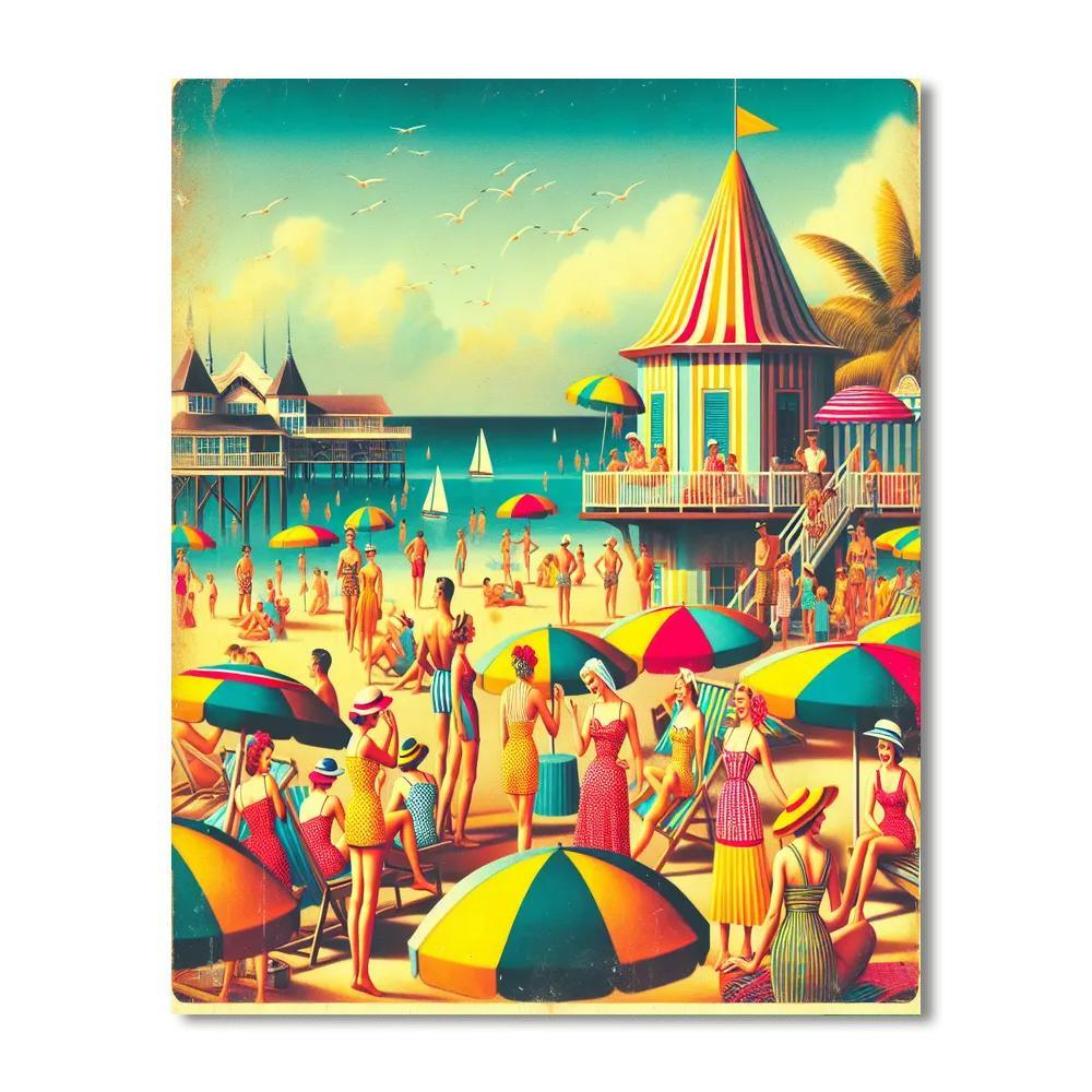 Retro Beach Resort DIY Paint By Numbers