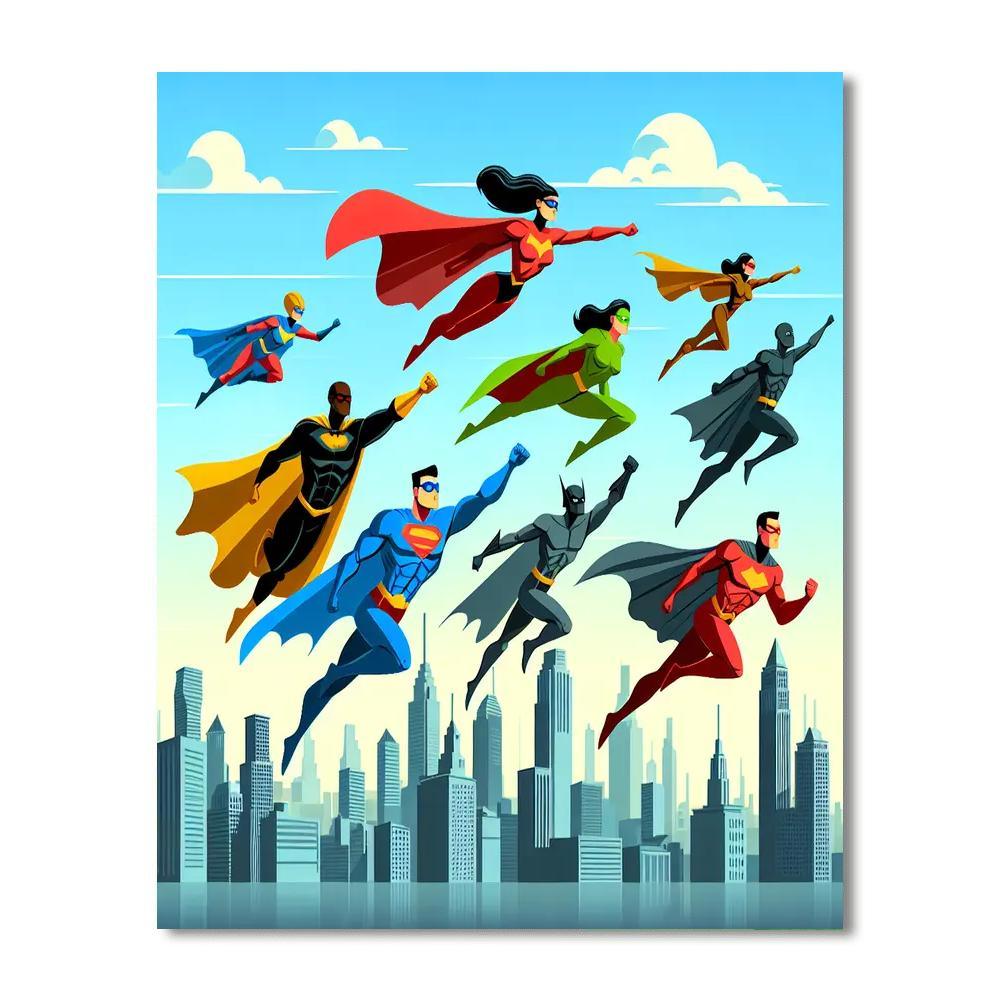 Superheroes Saving The Day Paint By Numbers Art