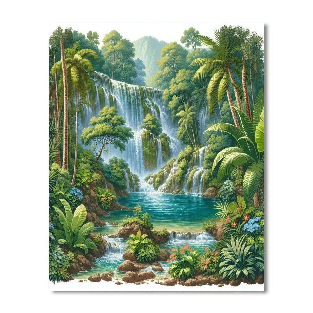 Tropical Waterfall Bliss Paint By Numbers