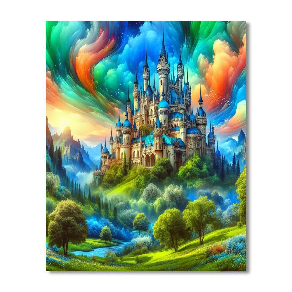 Fairytale Castle On A Hill DIY Paint By Numbers