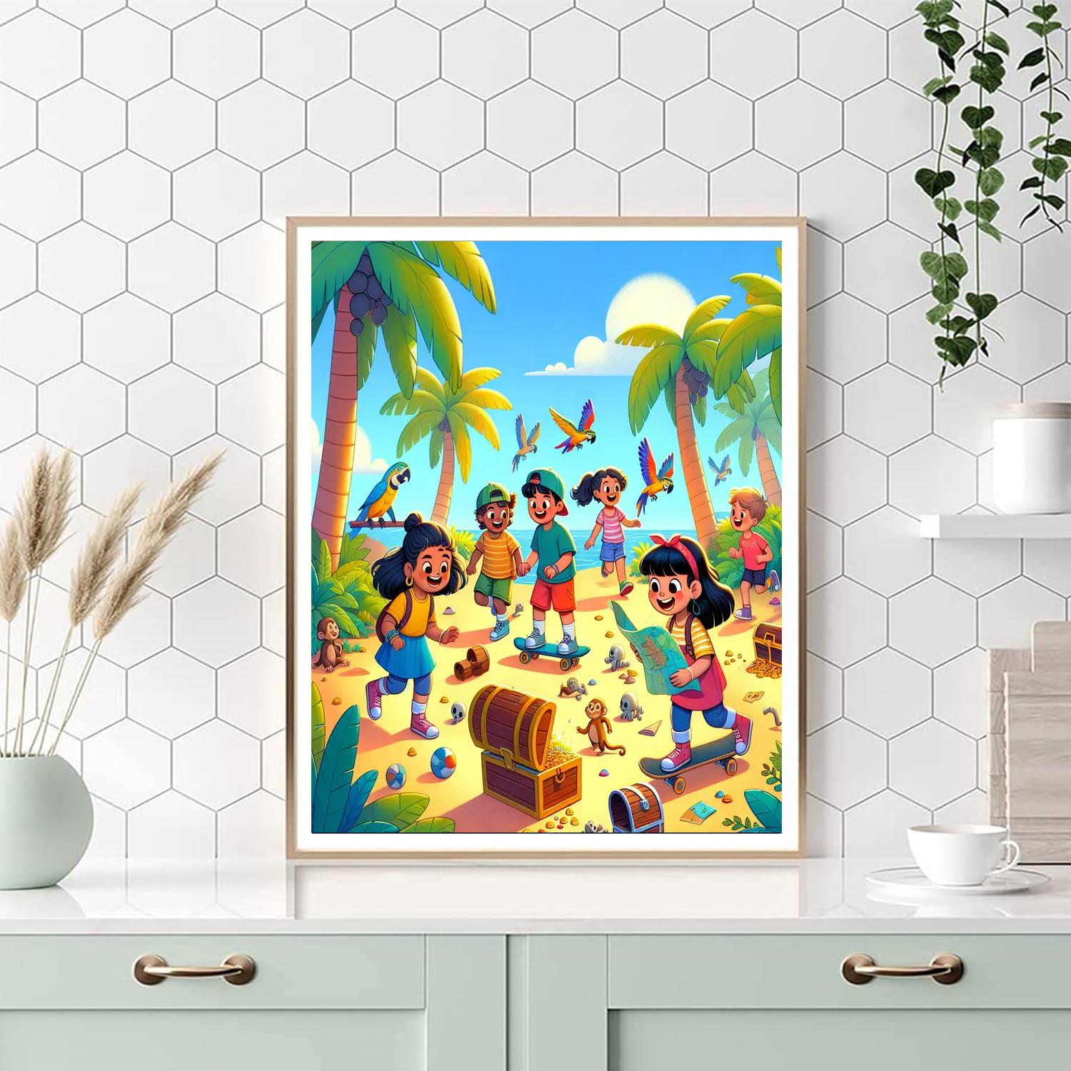 Joyful Explorers On The Island Painting By Numbers Kit