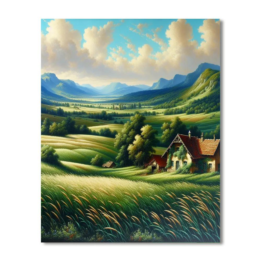 Rustic Countryside Panorama Paint By Numbers Art