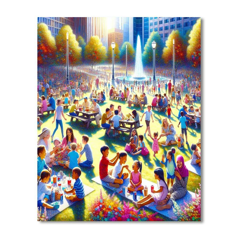 Joyful City Park Paint By Numbers Art