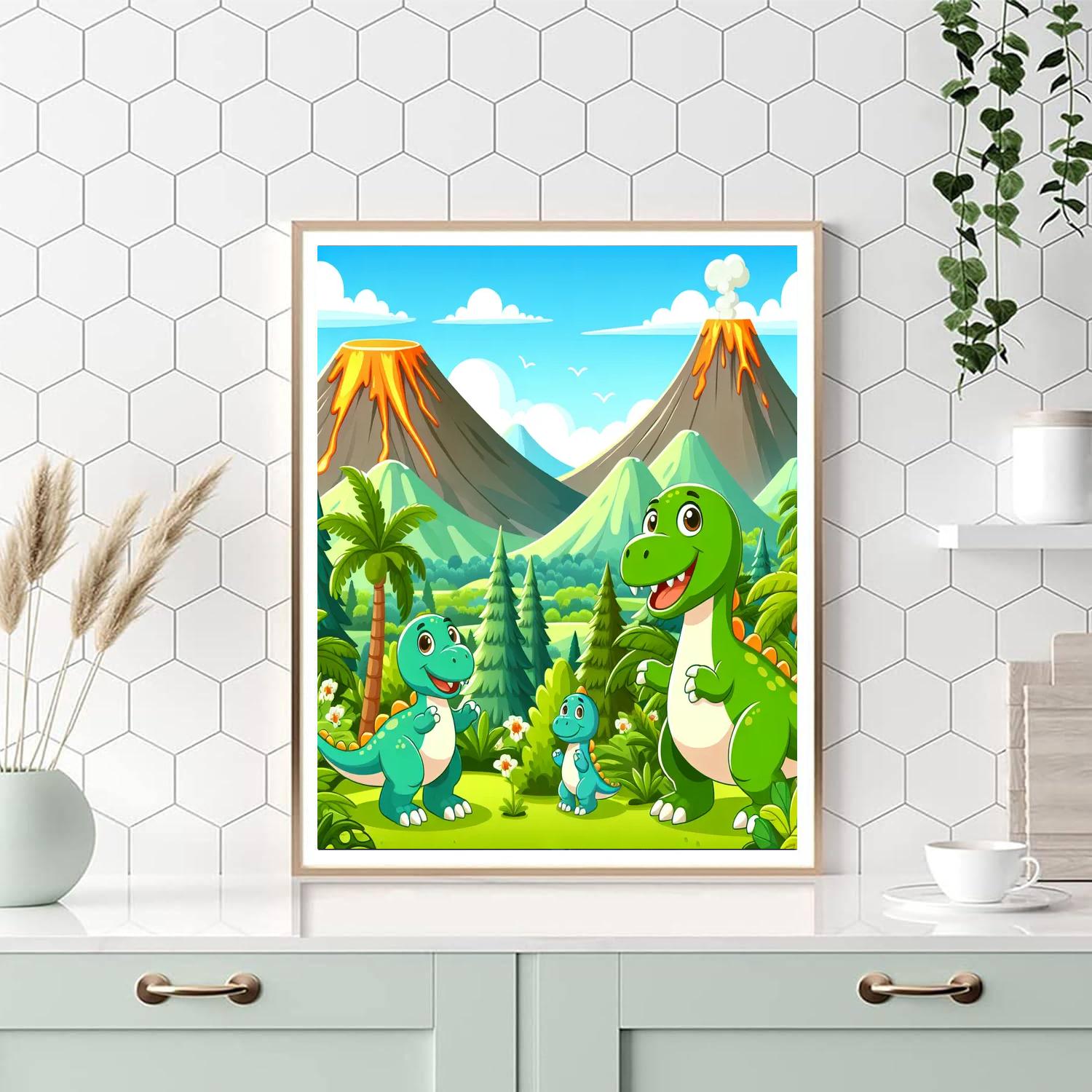Dino Family Adventure Paint By Numbers Art