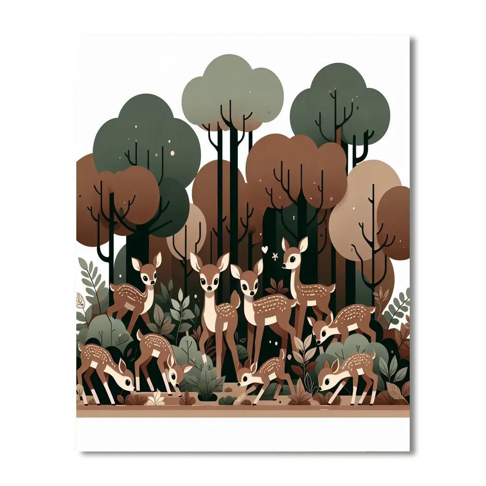 Fantastic Forest Fawns Number Painting