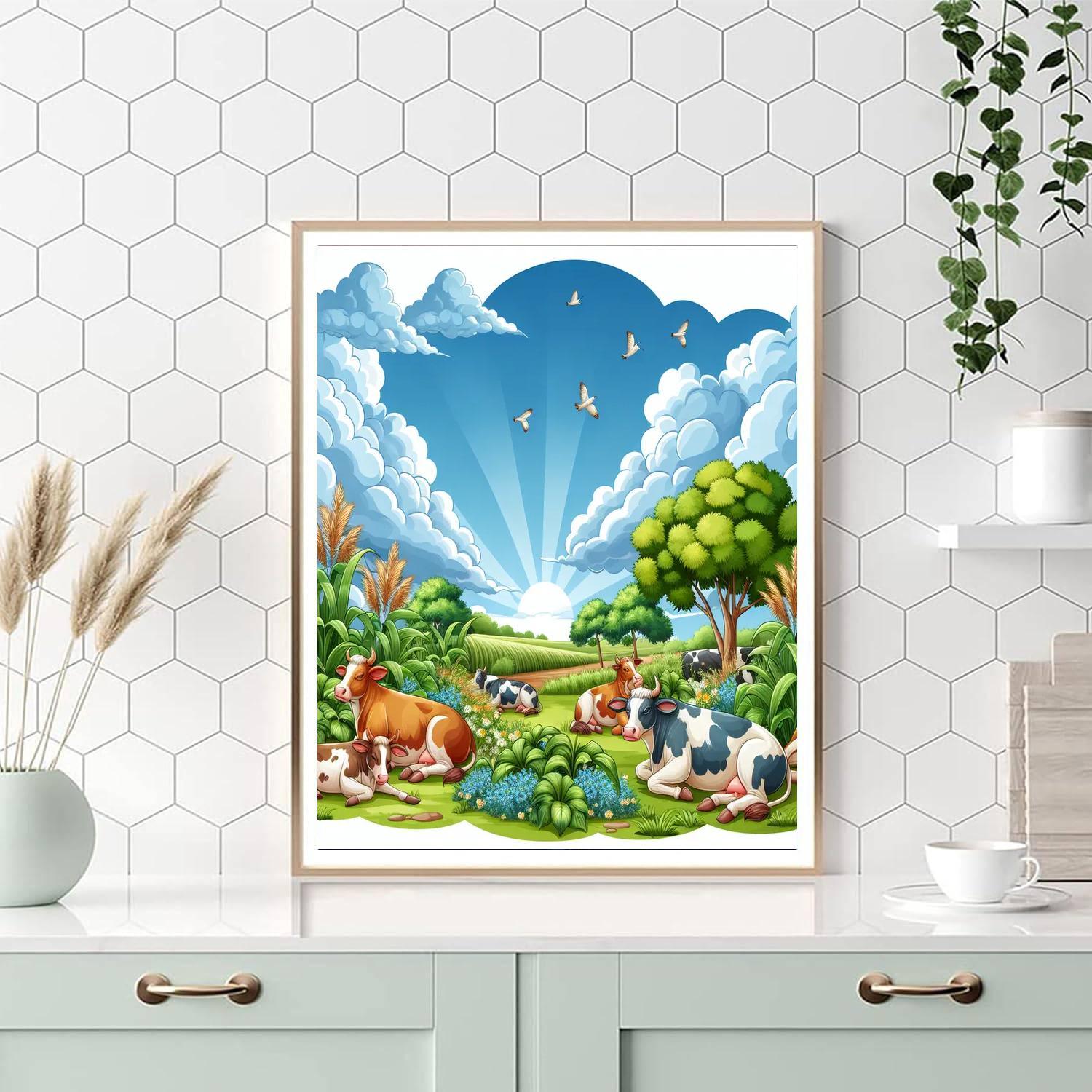 Cow Pastoral Bliss Paint By Numbers