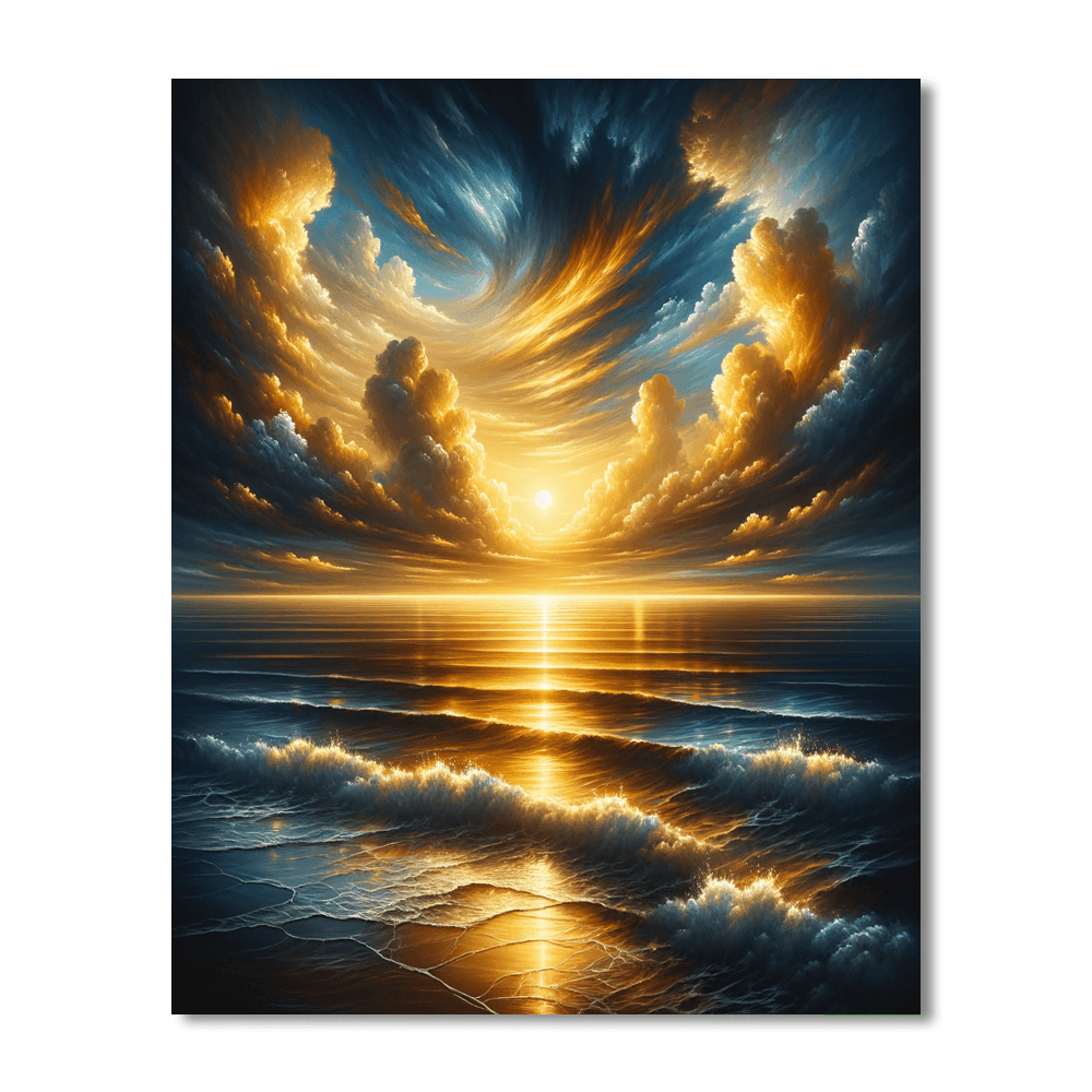 Golden Sunset Over The Ocean Paint By Numbers