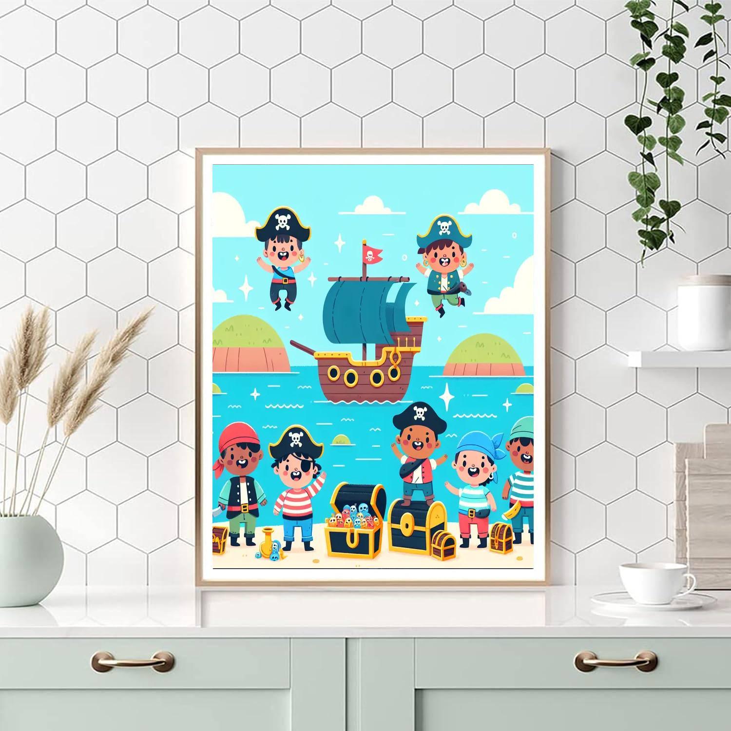 Brave Pirate Treasure Hunt Paint By Numbers Art