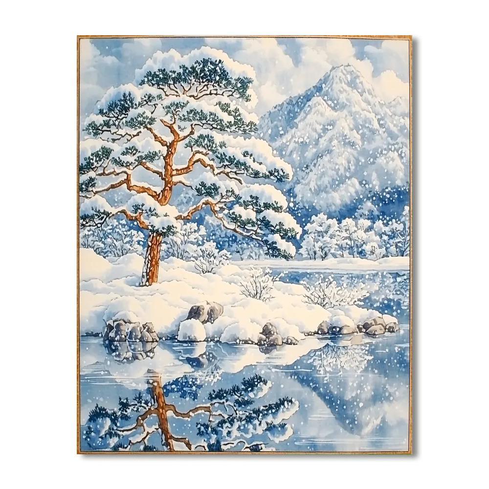 Katsushika Hokusai Inspired Hokusai's Snowy Serenity  Numbered Painting Kits
