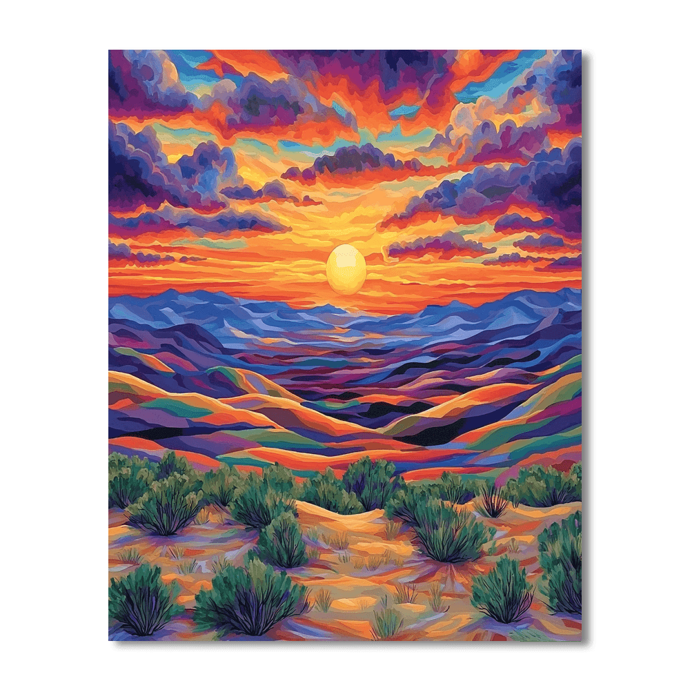Georgia O'Keeffe Inspired Vibrant Desert Sunset  Paint By Numbers