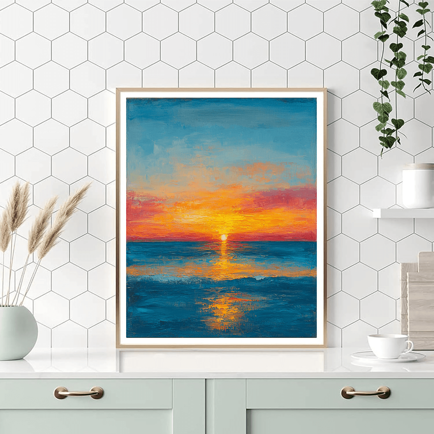 Claude Monet Inspired Golden Ocean Sunset  Paint By Numbers