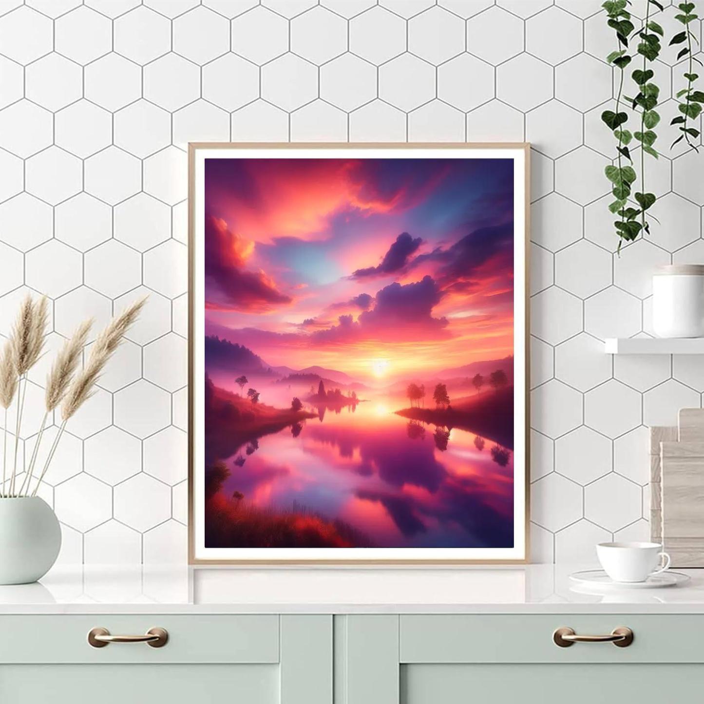Tranquil Sunset Reflection Paint By Number