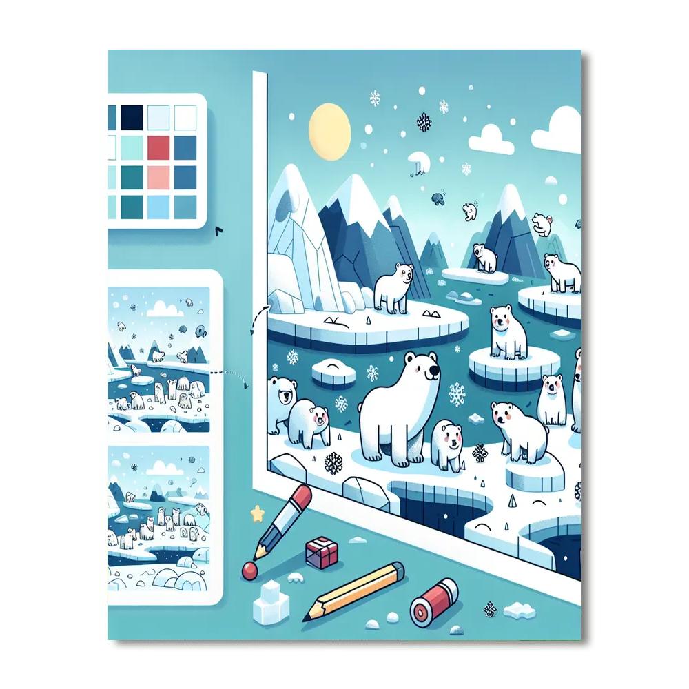 Polar Bear's Snowy Quest Paint By Numbers