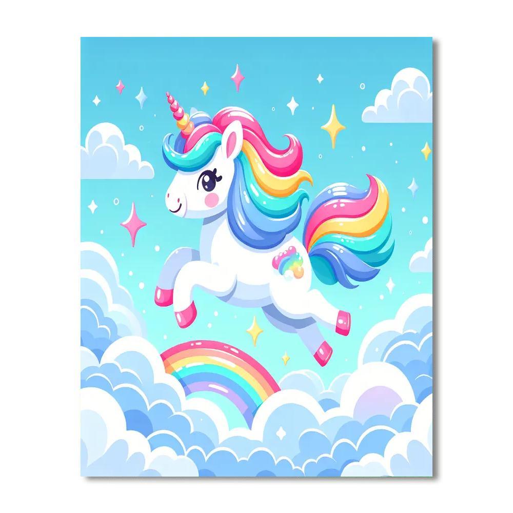 Enchanting Unicorns In The Clouds Paint By Color