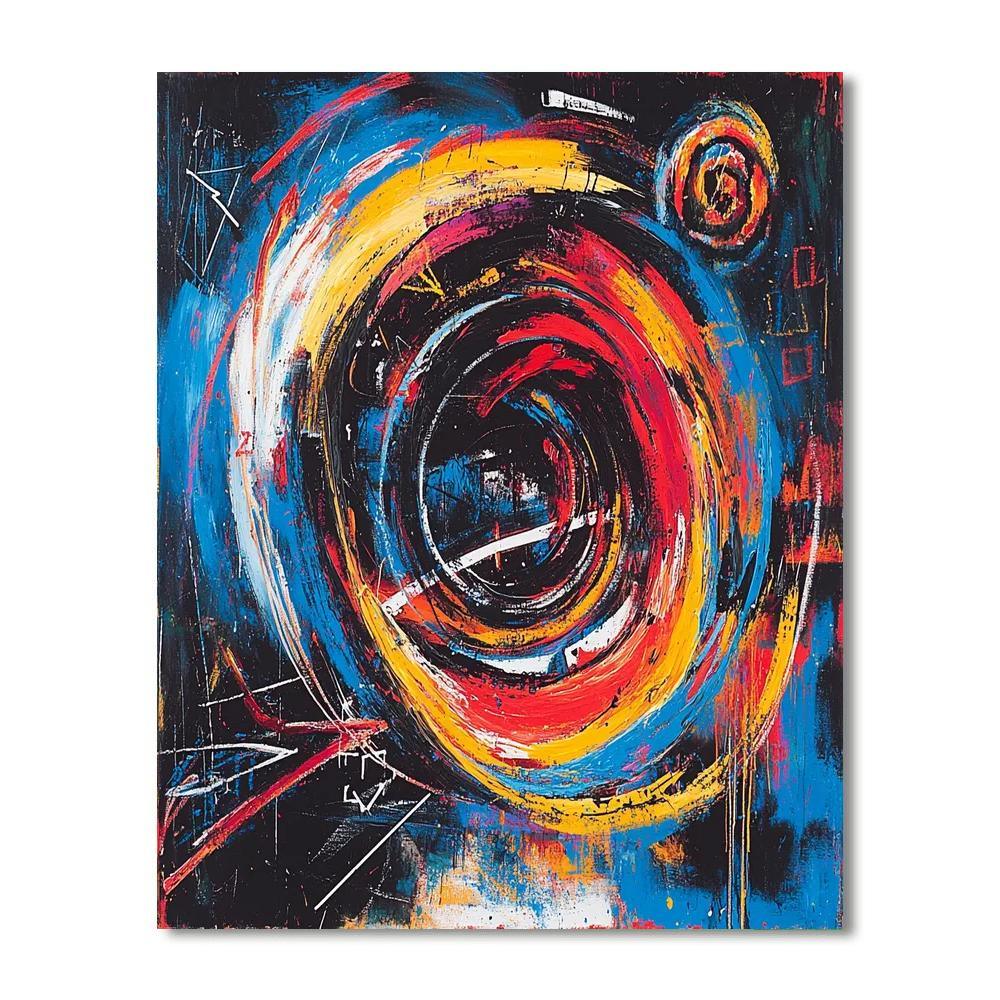 Jean-Michel Basquiat Inspired Cosmic Vortex Symphony  Paint By Color