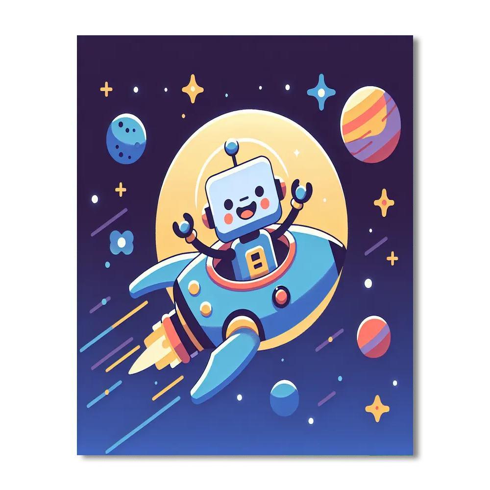 Robot's Galactic Journey Painting Number Kit