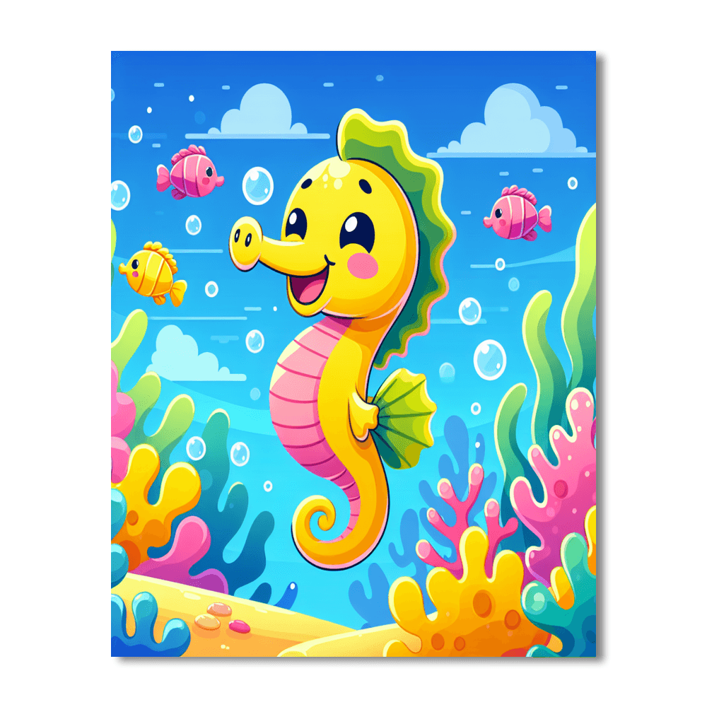 Delightful Seahorse Number Painting