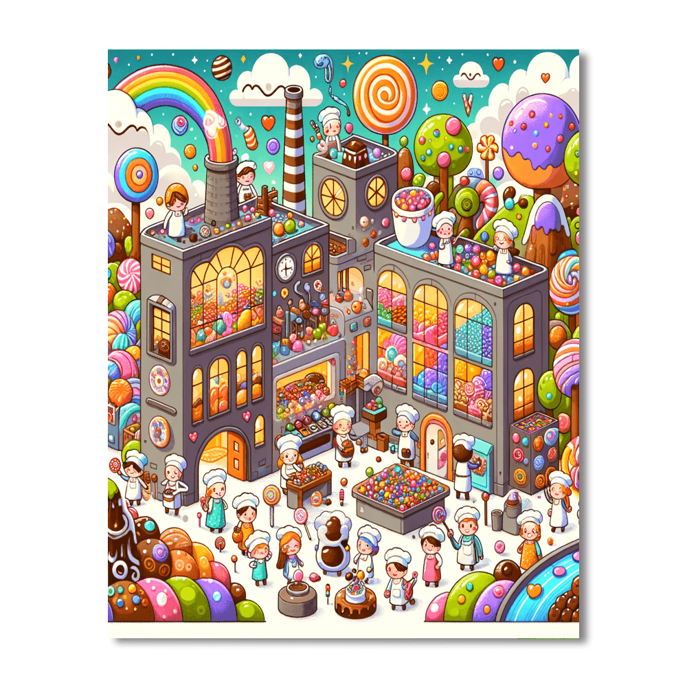 Charming Chocolate Factory Number Painting