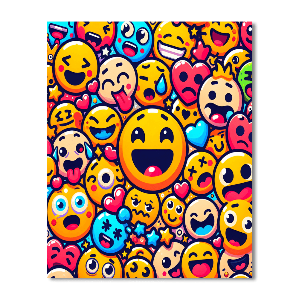 Funny Face Emoji Adventure Painting Number Kit