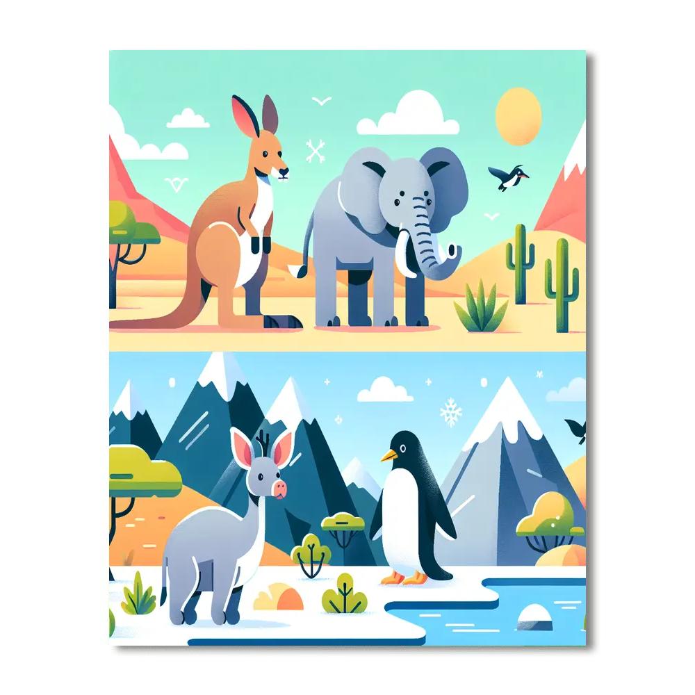 Around The World With Animals Paint By Color