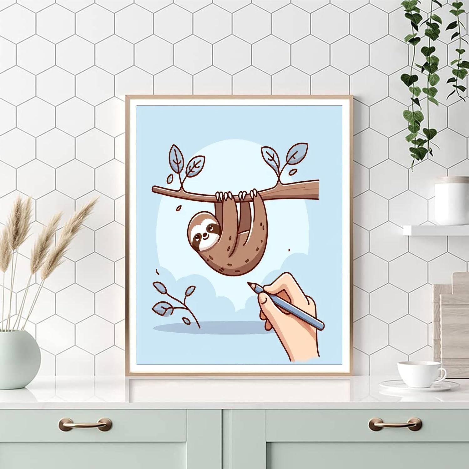 Sunny Sloth Solace Number Painting