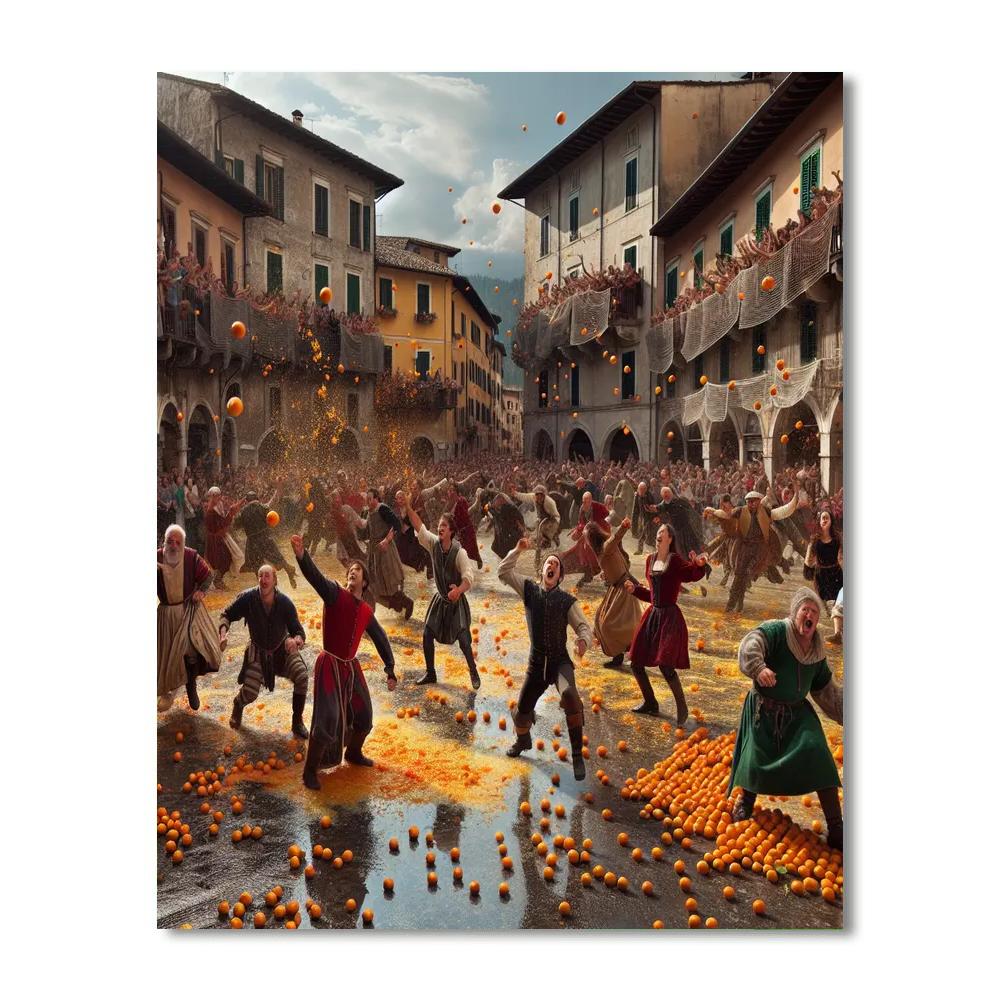 The Battle Of The Oranges - Ivrea, Italy Number Painting