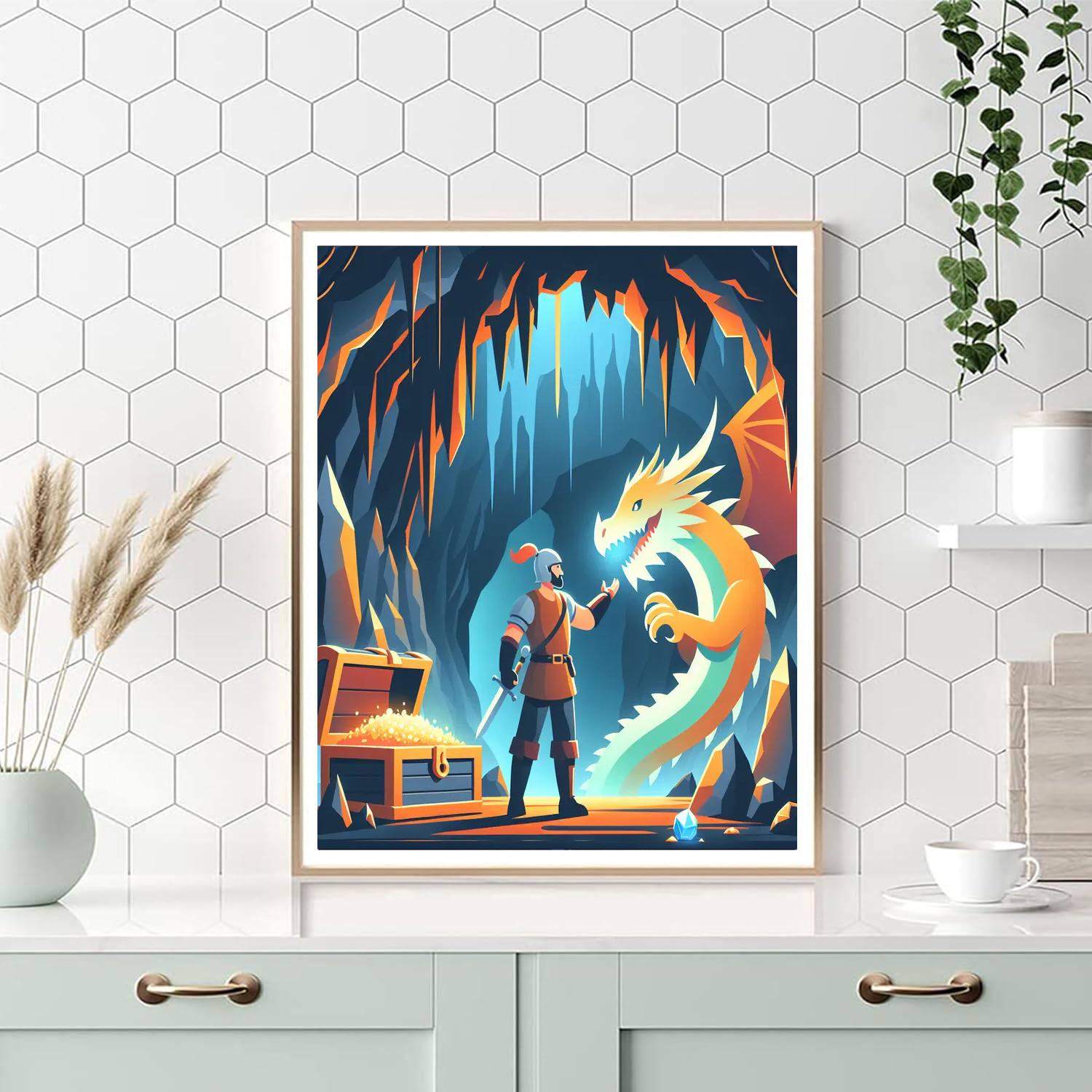 Knightly Quest In Dragon's Cave Paint By Numbers Kits