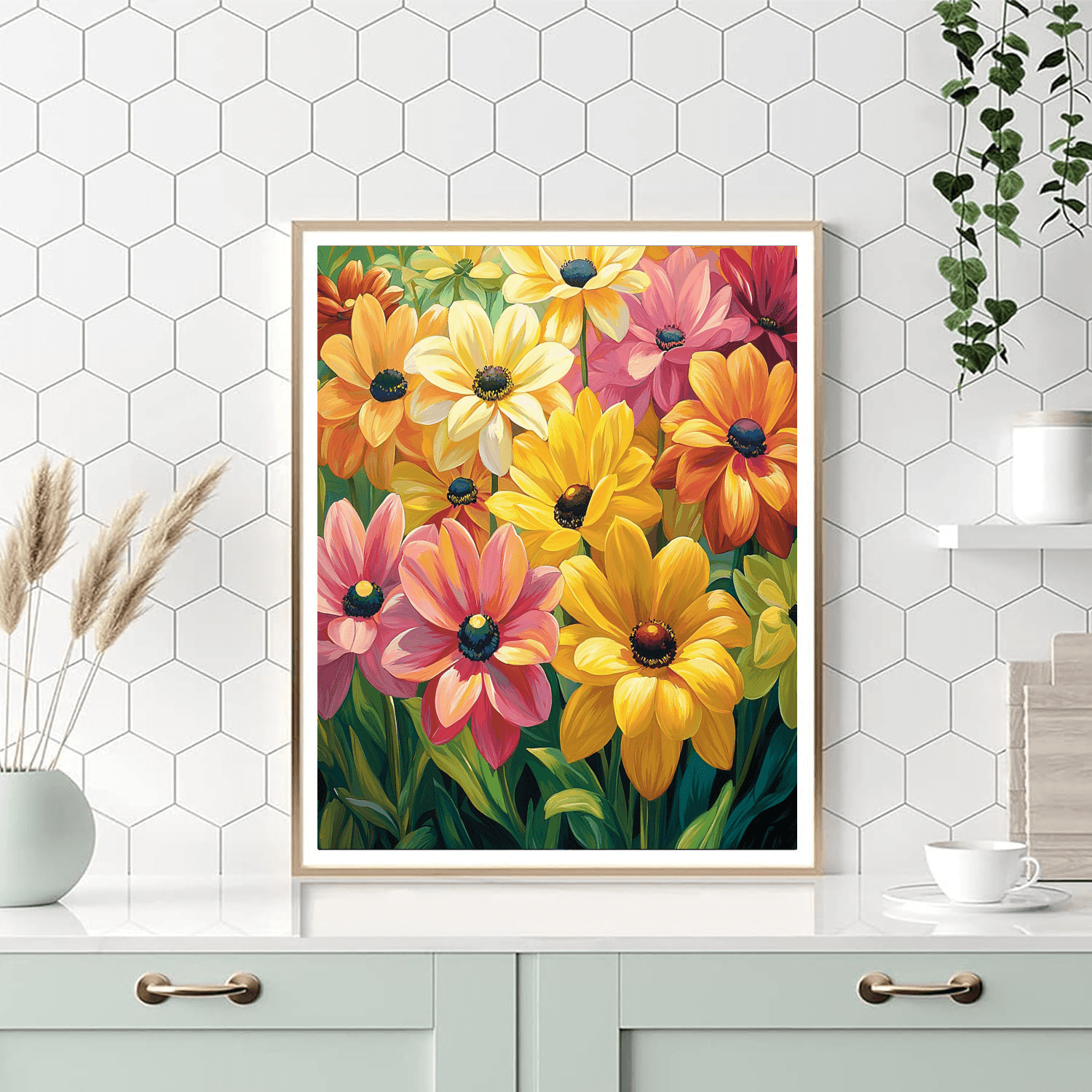 Georgia O'Keeffe Inspired Sunlit Flower Harmony  Paint By Numbers Art