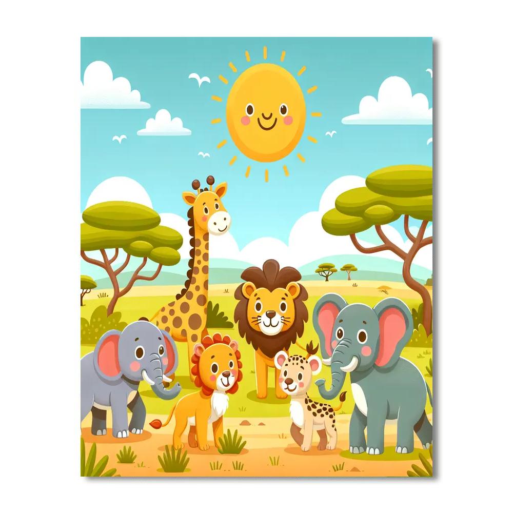 Roaming Safari Animals Painting Number Kit