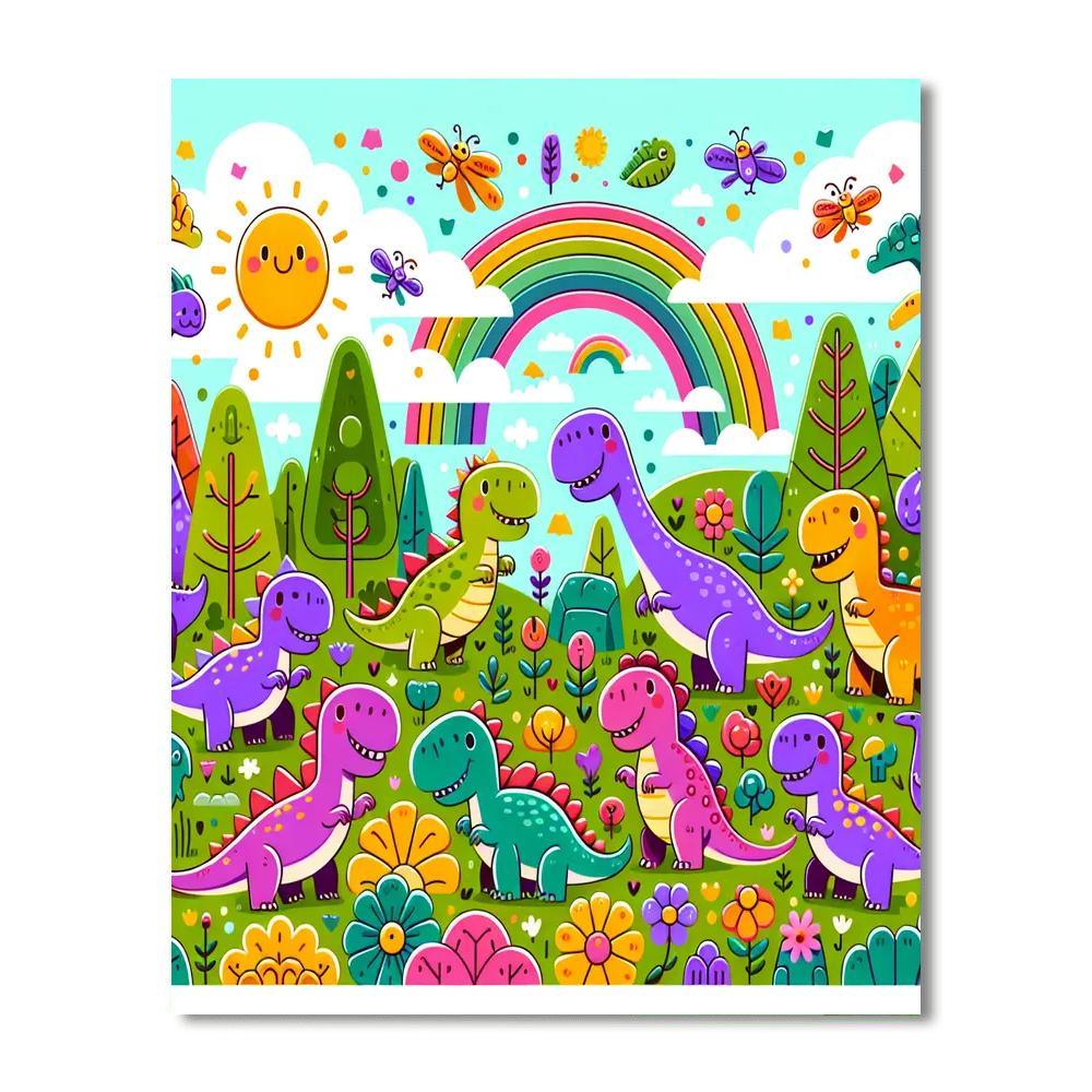 Friendly Dinosaur Dance Paint By Number