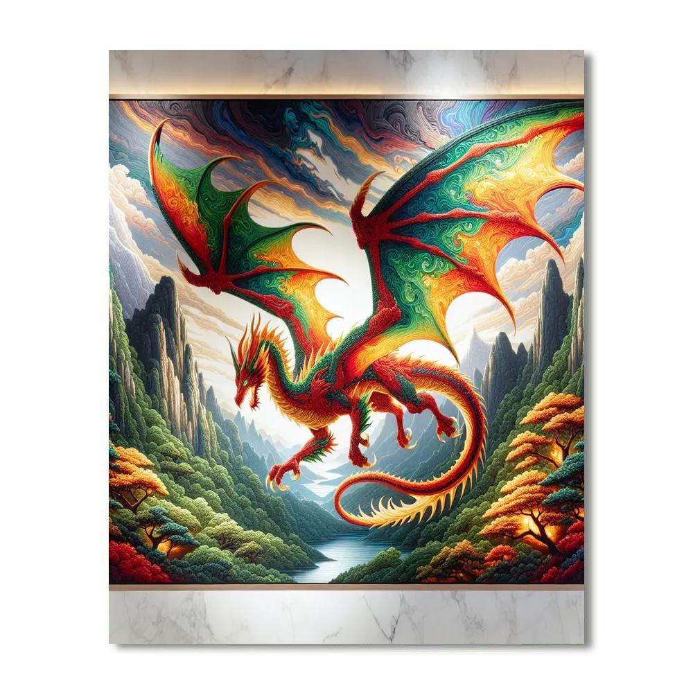 Majestic Dragon Encounter Paint By Numbers Art