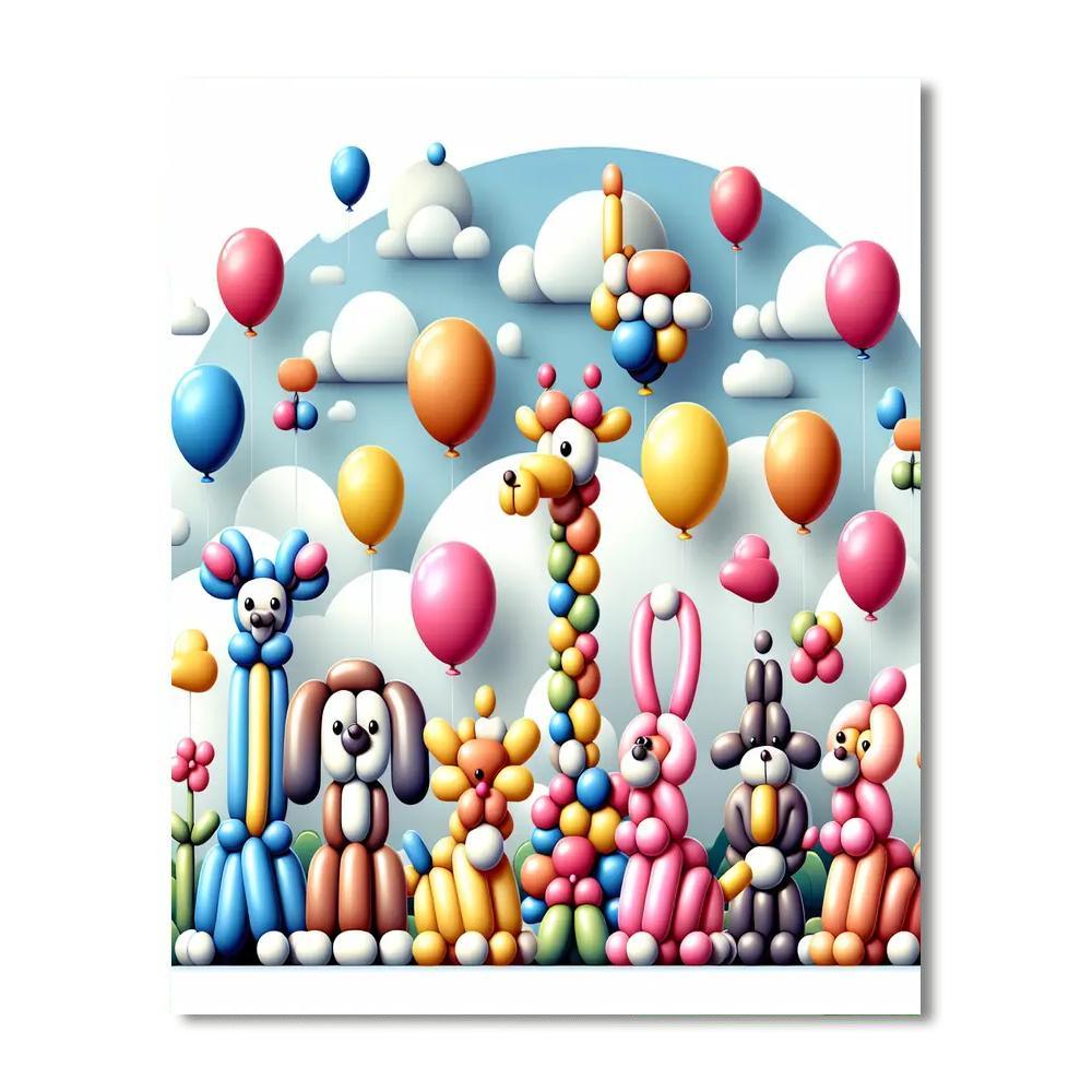 Colorful Balloon Animals Paint By Numbers Art