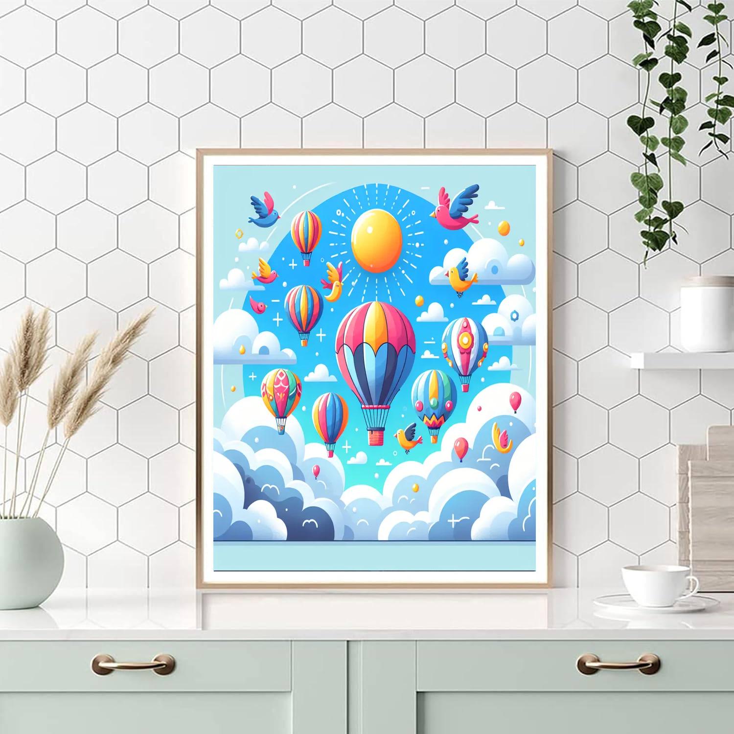Whimsical Adventure In The Clouds Numbered Painting Kits