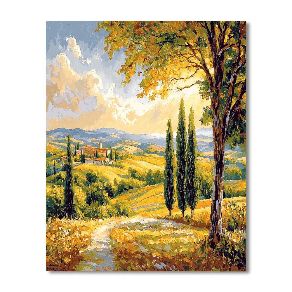 Annibale Carracci Inspired Charming Tuscan Landscape  Paint By Numbers