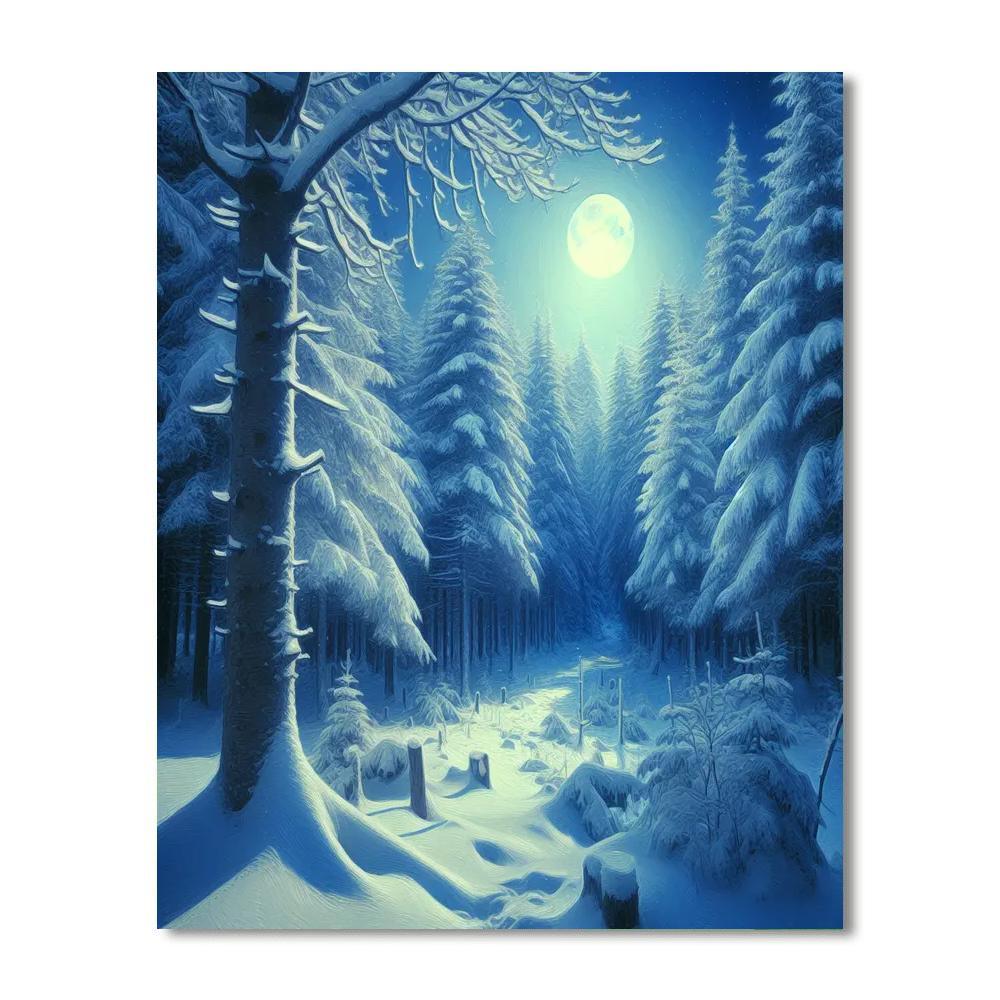 Mystical Snowy Forest Painting Number Kit