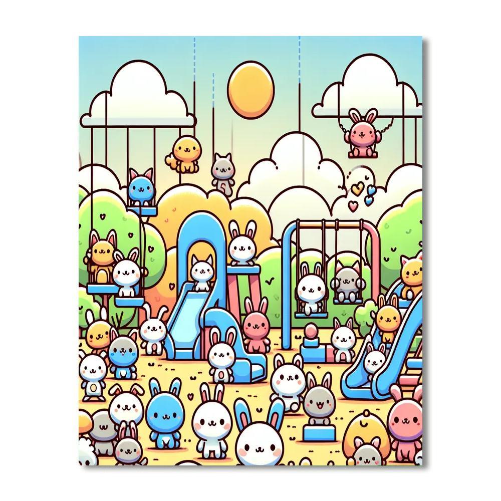 Cuddly Critters Playground Numbered Painting Kits