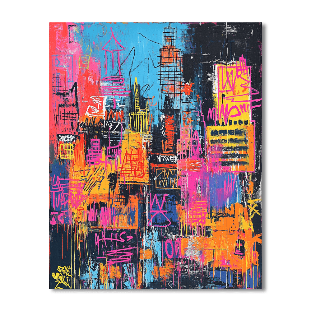 Jean-Michel Basquiat Inspired Neon Urban Chaos  Paint By Numbers Kits