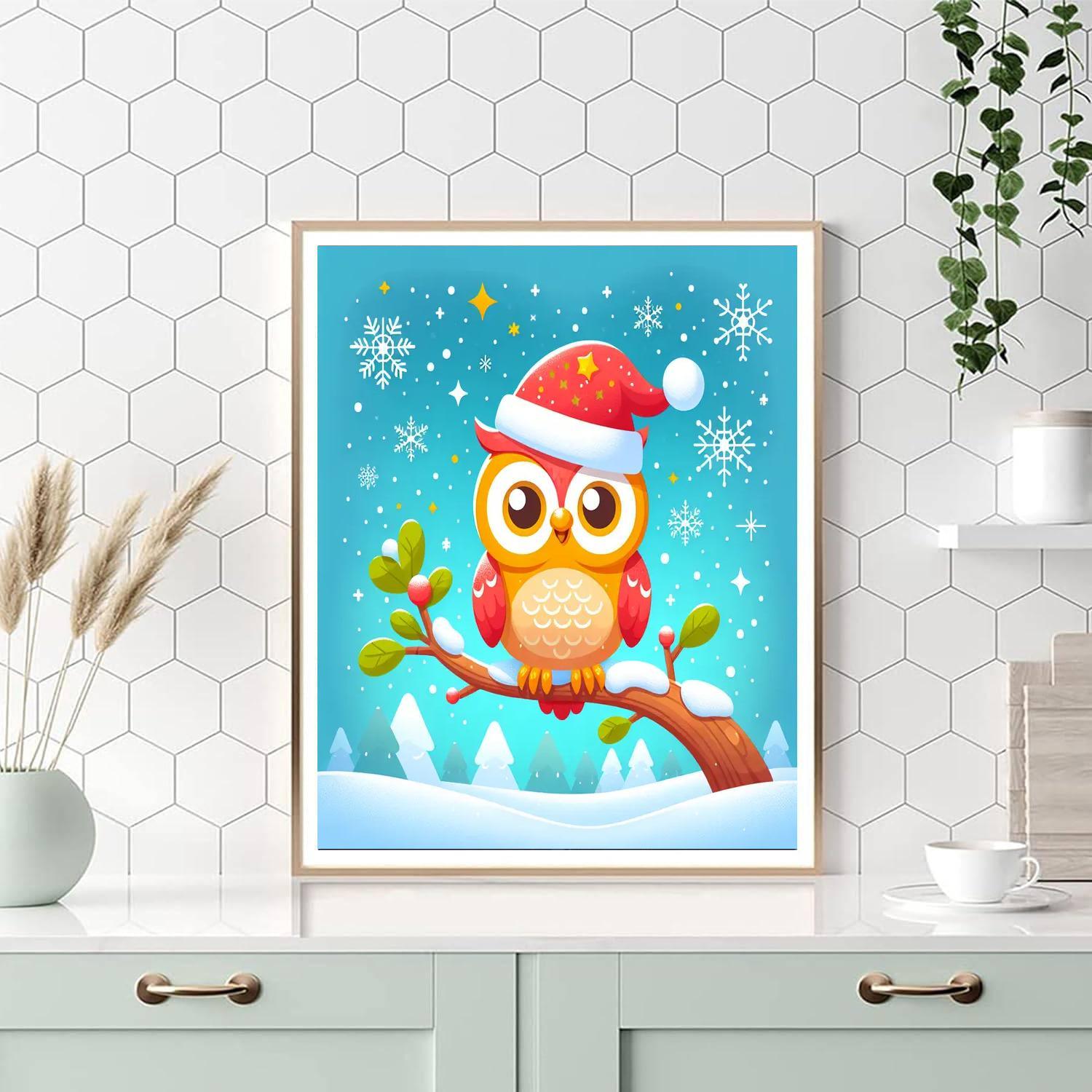 Merry Christmas Owl Numbered Painting Kits