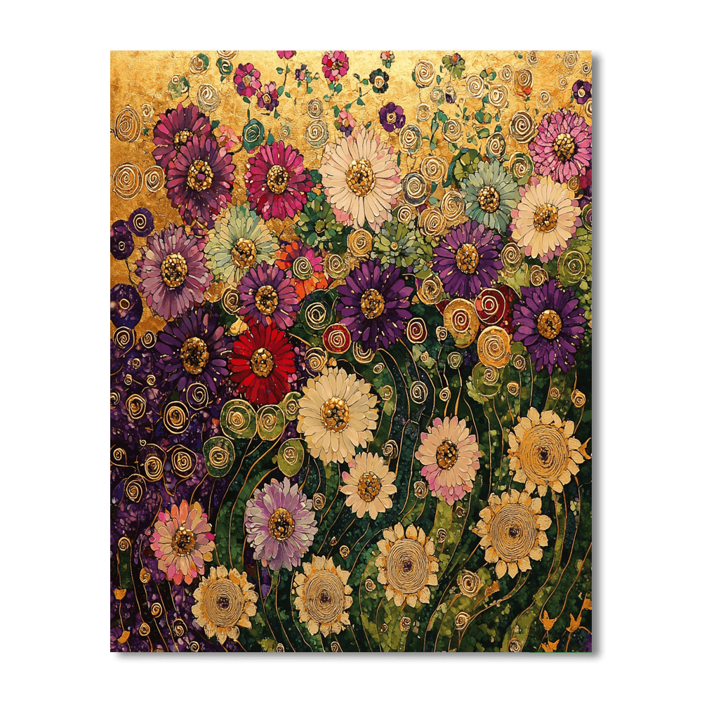 Gustav Klimt Inspired Dreamy Floral Composition  Paint By Numbers Art