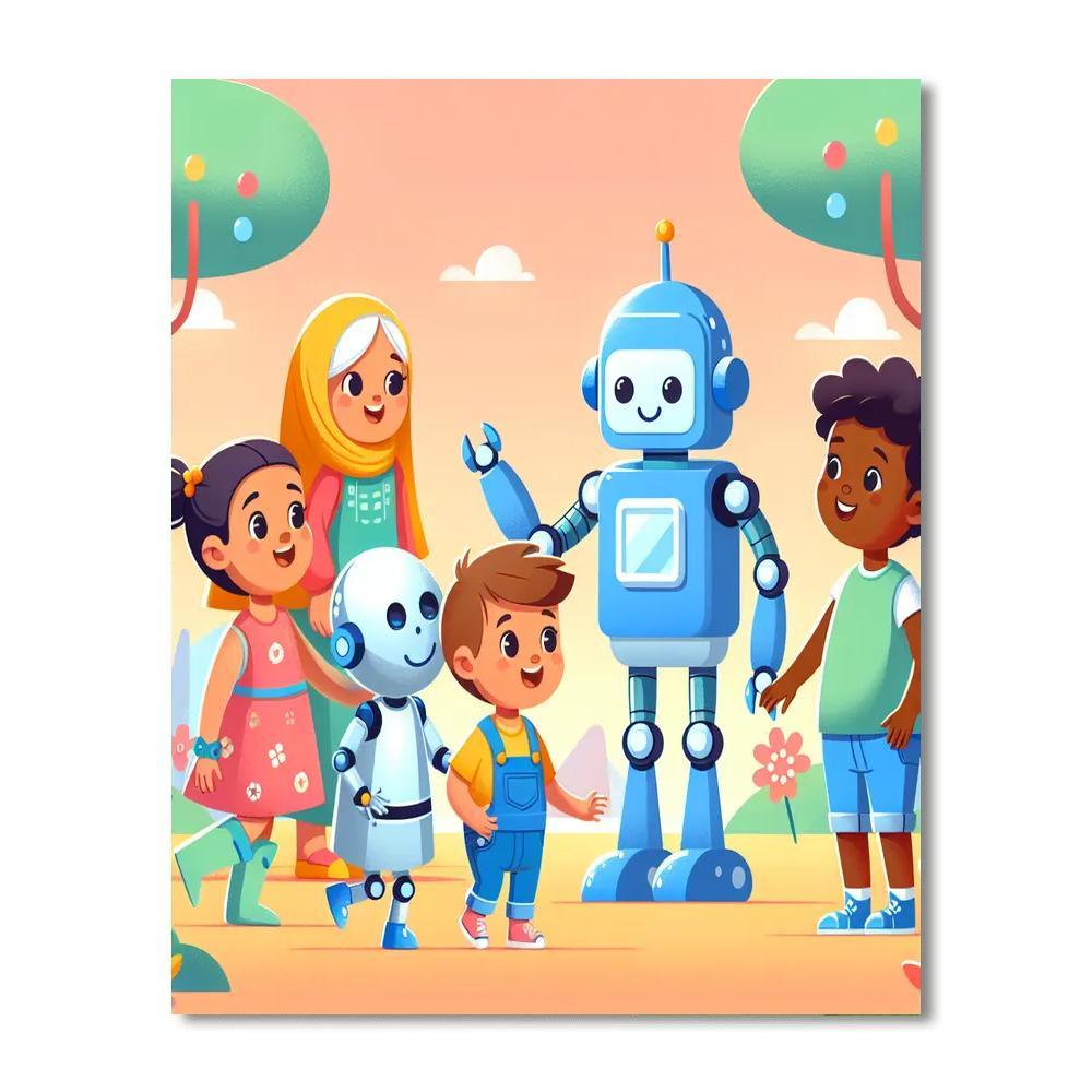 Whimsical Robot World Paint By Numbers Art