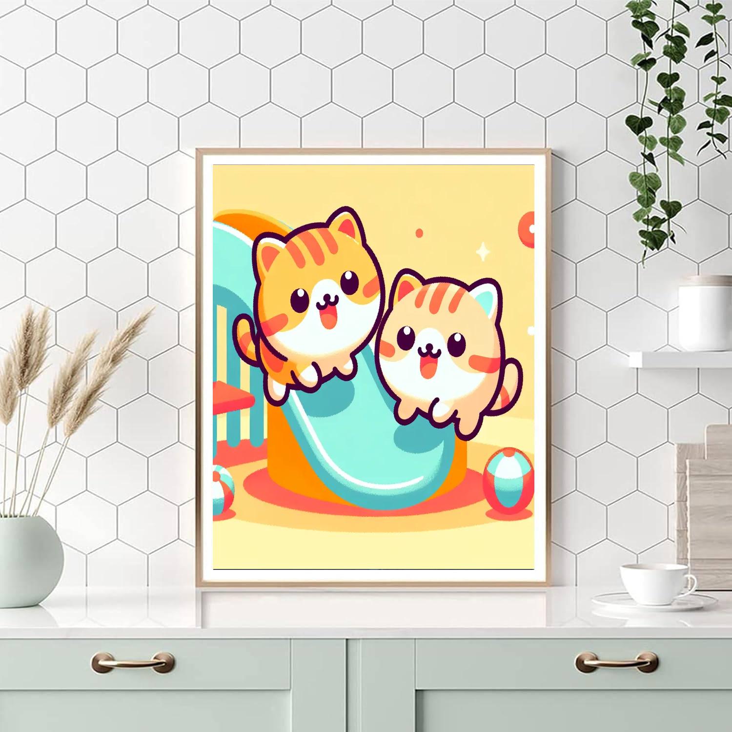 Mischievous Kitten Playground Painting By Numbers Kit