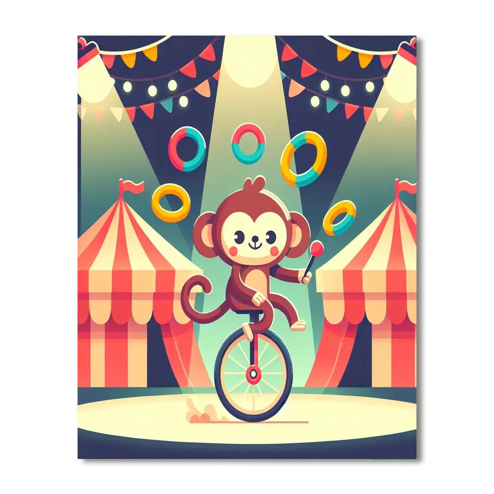 Magical Circus Monkey Number Painting