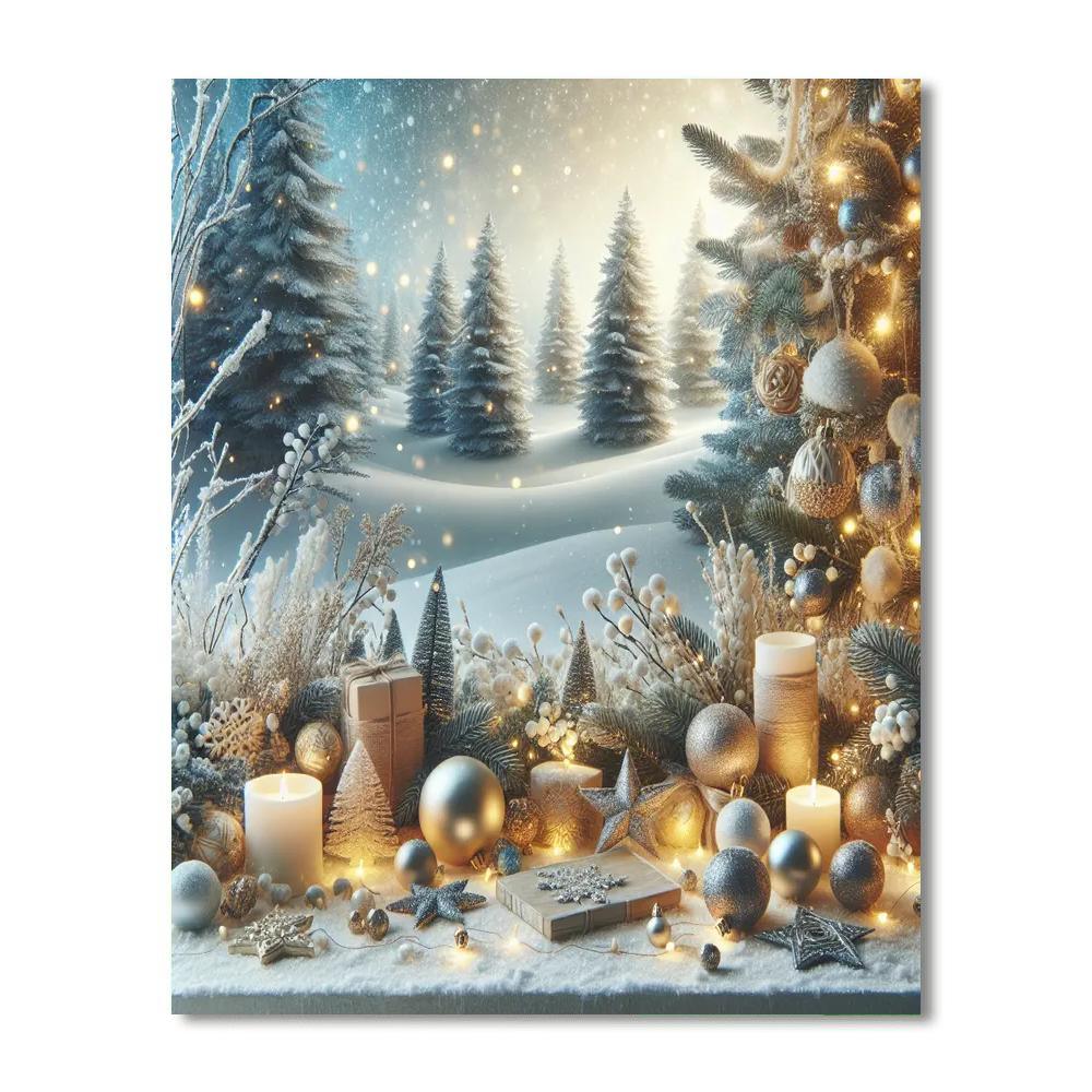 Elegant Winter Celebration Painting By Numbers Kit