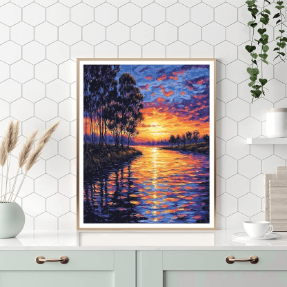 Claude Monet Inspired Sunset Over The Seine  DIY Paint By Numbers