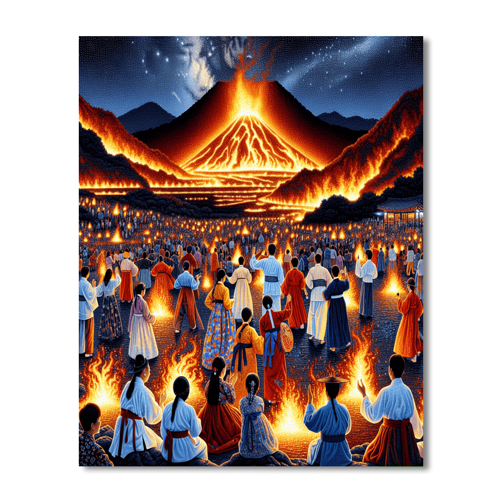 Jeju Fire Festival - South Korea Number Painting