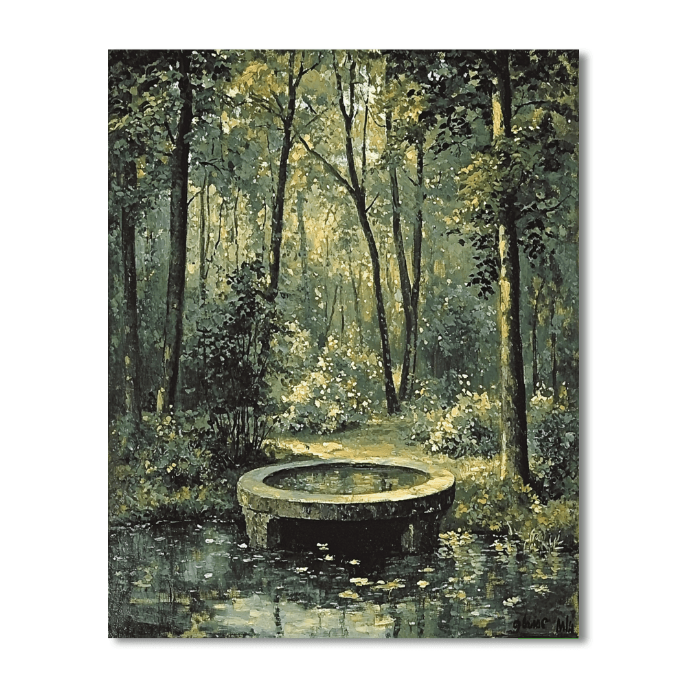Jean-Baptiste-Camille Corot Inspired Chateau Serenity  Paint By Color