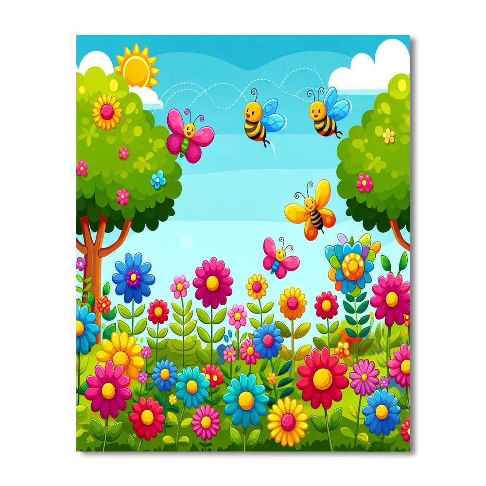 Colorful Rainbow Garden Number Painting