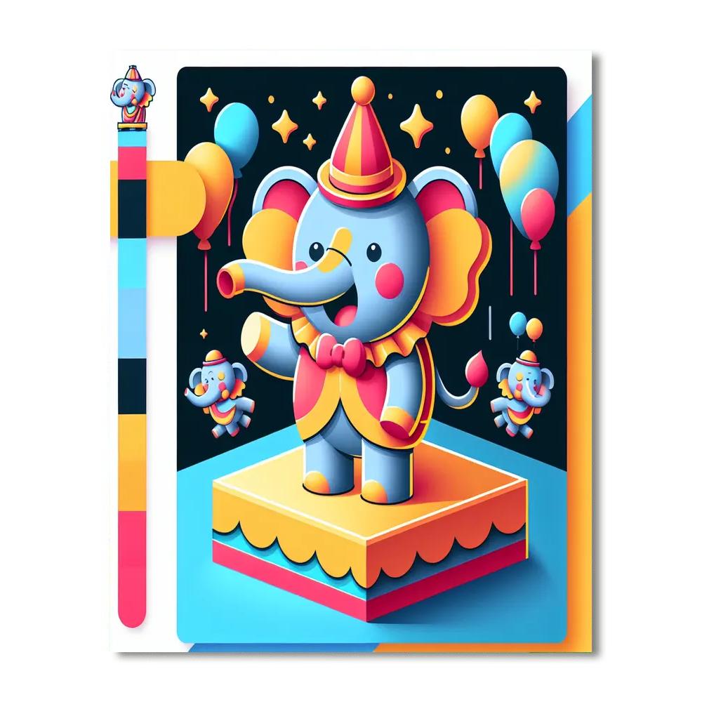 Jolly Circus Elephant Numbered Painting Kits