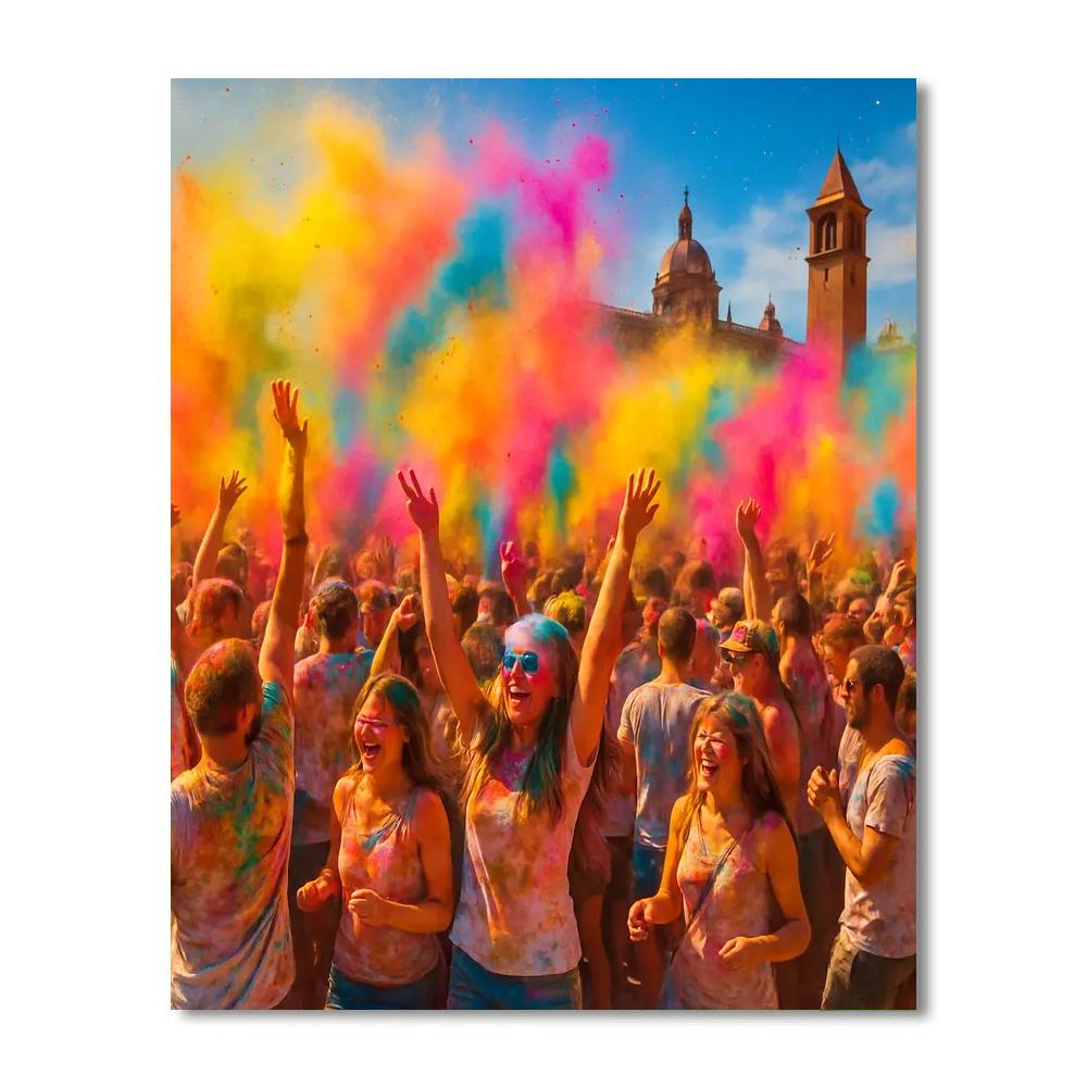 Festival Of Colors - Barcelona Paint By Numbers Art